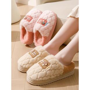 老式棉鞋女士2025新款冬季女士冬季家居家用室内防滑厚底男可爱毛