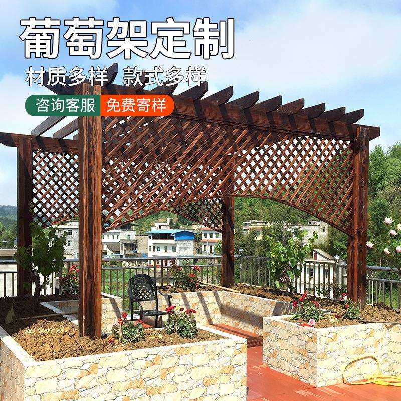 防腐木庭院葡萄架碳化木长廊文化走廊防腐木仿古凉亭公园古建门楼