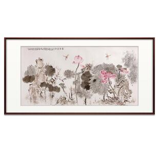 国画花鸟挂画新中式 客厅办公室名家真迹荷花沙发背景墙卧室床头