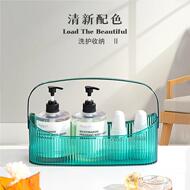 新款时尚明纳盒桌面收收纳杂物手篮透竖纹轻提奢透明1浴室收纳盒