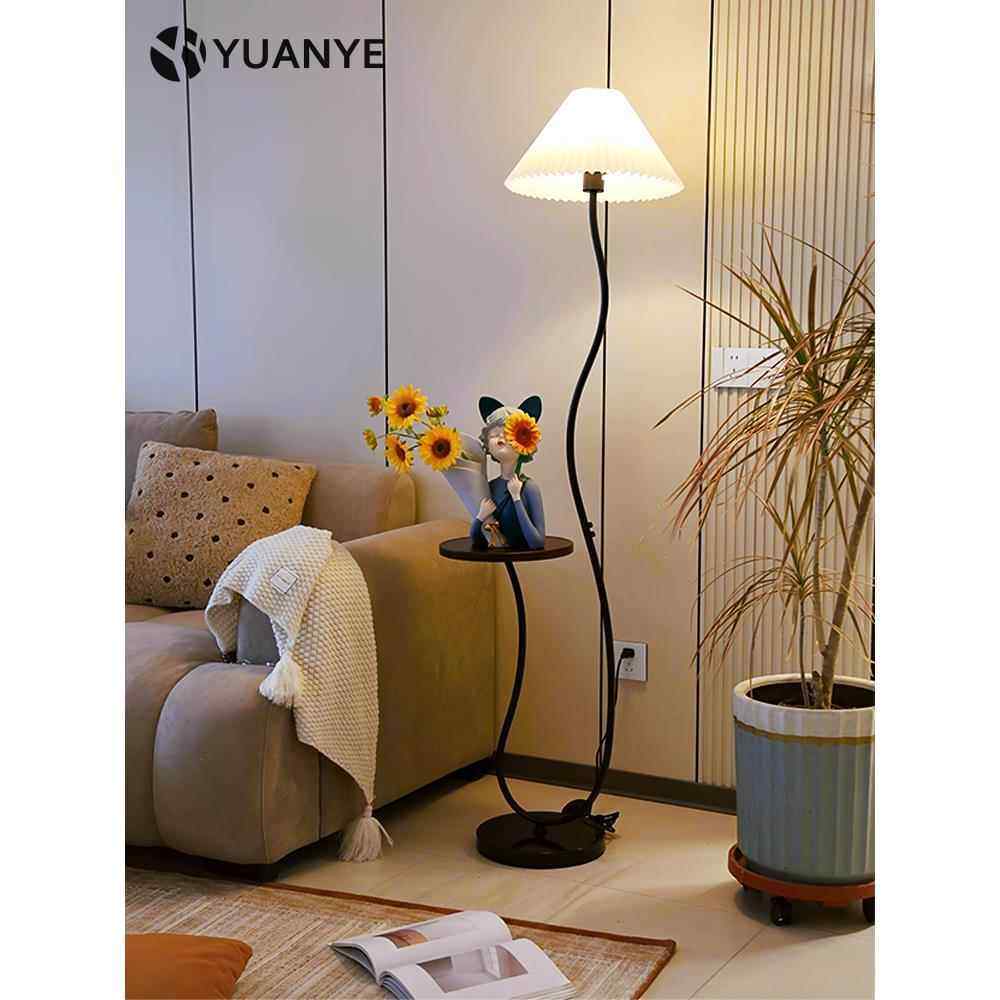 置物架一体客厅落地灯沙发旁边的高级感法式奶油风卧室床头氛围灯