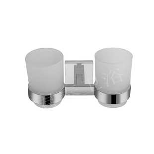 架置浴室双杯架牙刷收纳式架 物壁挂304漱口杯牙刷9112不锈钢