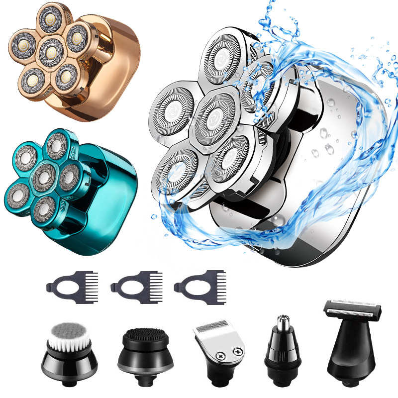 Mens Bald Head Electric Shaver 9 Blades Floating 6In1 Heads