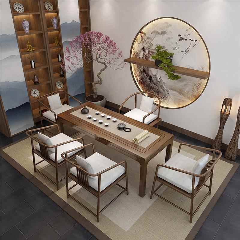 现代约112203茶桌客厅桌实木茶茶桌椅组合禅意简功夫茶台泡茶办公