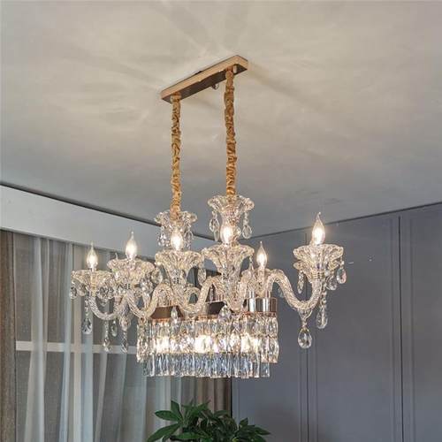 款客餐厅吧台水晶吊华灯长MD2023方形20灯25新轻奢奢别墅酒店饭厅