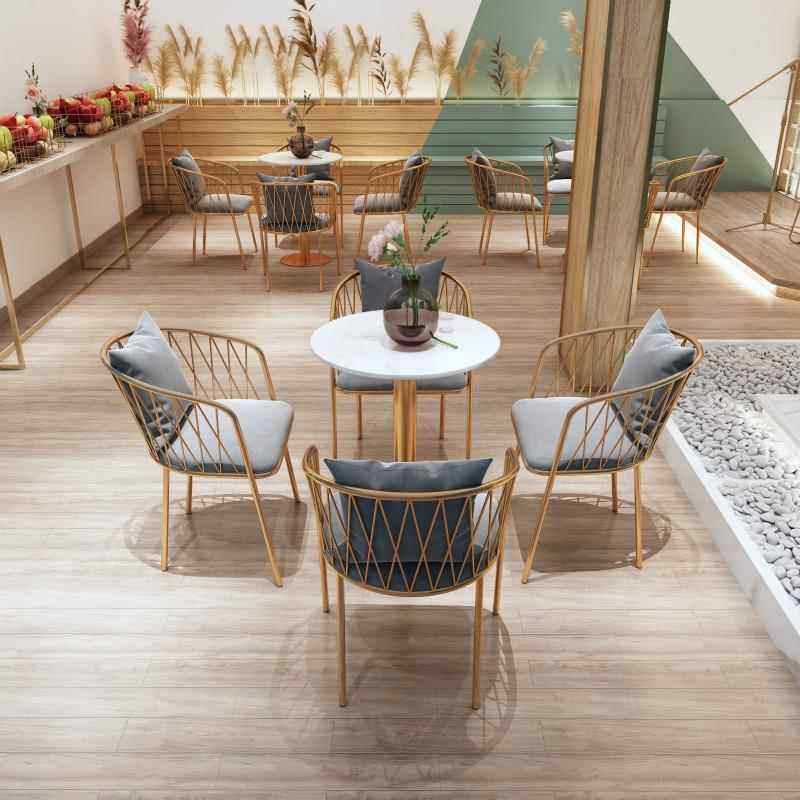 北欧轻奢铁艺餐桌椅奶茶店咖啡厅洽谈桌椅美容院接待会客桌椅组合,住宅家具,餐桌椅+餐车,淘宝优惠券,粉丝福利购,淘宝优惠卷