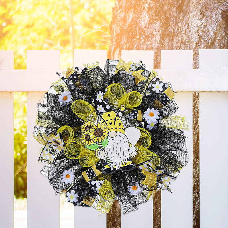 纵鸿蜜蜂节花环挂件家居花圈装饰蜜蜂老人门挂节日道具