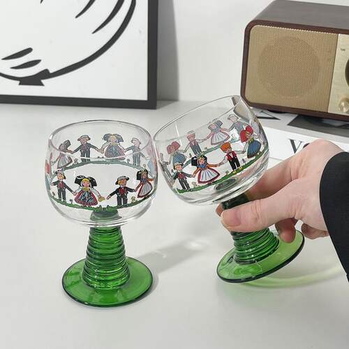 可爱高脚杯圣诞树阿尔萨斯小人杯家用甜酒杯礼盒装香槟杯红酒酒杯