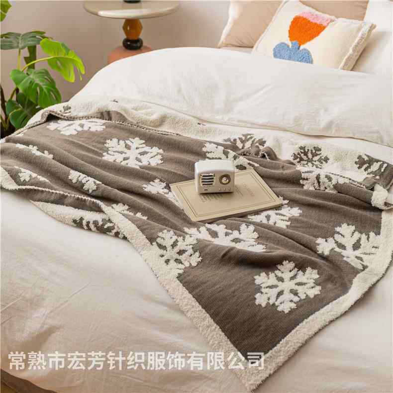 圣诞节MLN软花糯雪花提针织线毯毛沙毯办公室午睡发毯披肩盖毯