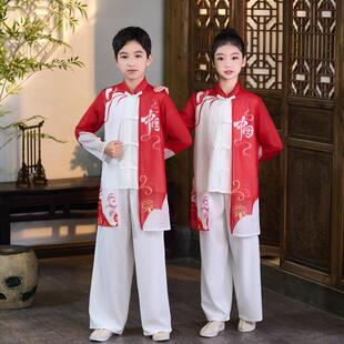 新款童武术功服儿少儿太极练拳比赛夫国学服中小学生功扇朗诵演出