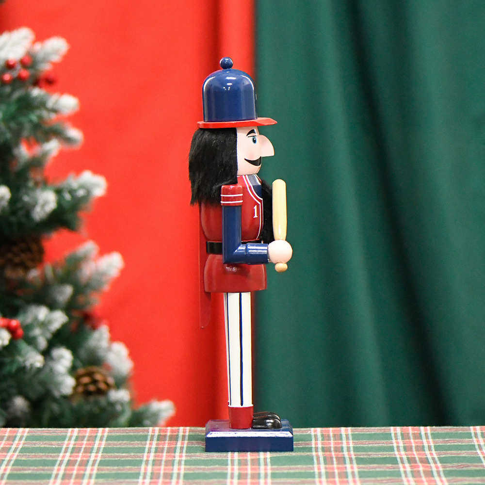 24新款36CM棒球手胡桃夹子职业胡桃兵实木装饰摆件工艺品圣诞摆件