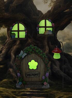 跨境新款门窗套装树挂花园挂饰摆设仿真花蝴蝶夜门窗树挂现货