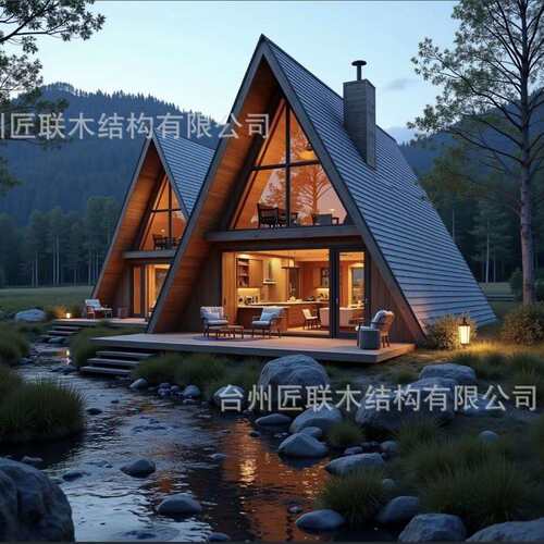 木质小别墅木屋度假木屋厂家园林景区木屋景观树屋A字