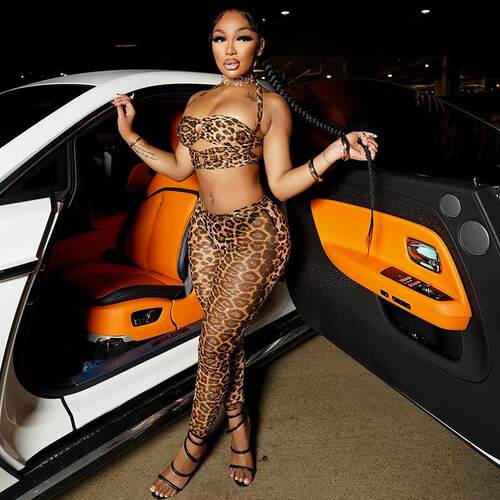 Fit Love Two-Piece Set Woman Leopard Print 2 Piece Set Women