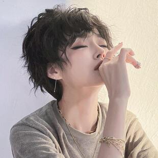 女式中性短假发 明星同款锡纸烫假发 全头套自然蓬松黑茶色假发套