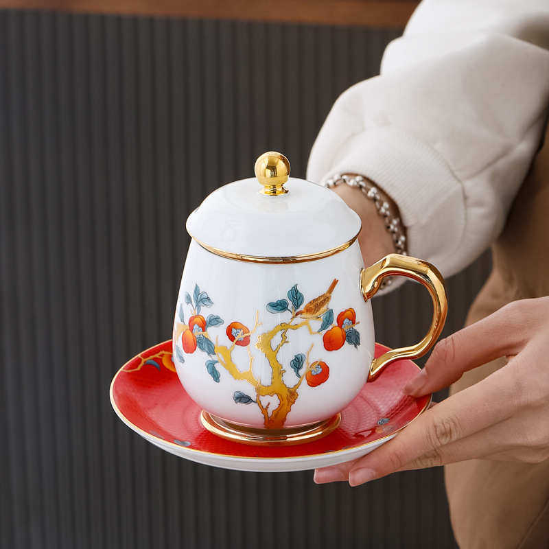 礼品水杯马克茶叶罐带开业分离logo事发茶好手礼杯伴生水陶瓷印制