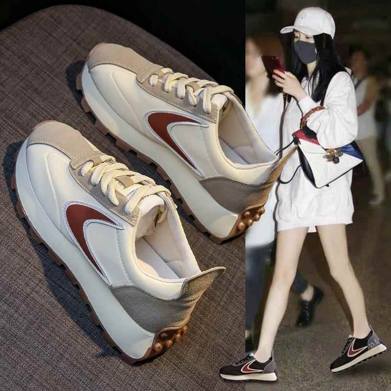明星同款华夫阿甘鞋女2024秋冬百搭运动休闲鞋厚底老爹鞋跑步女鞋