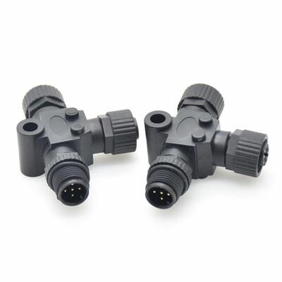 M12防水连接器NMEA2000接头T型船舶CAN现场总线12mm三通航空插头