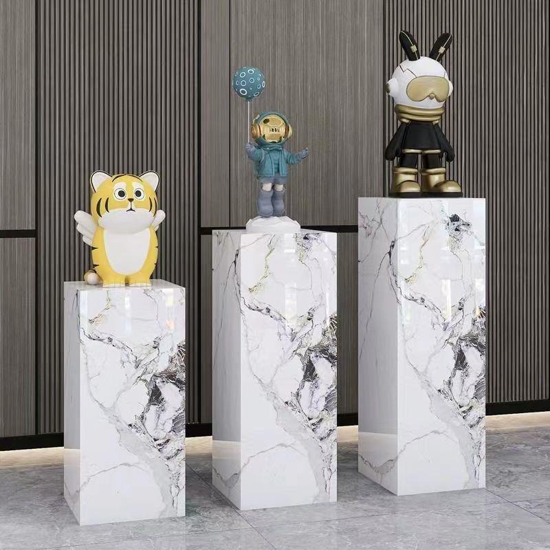 客厅轻奢摆件迁乔新居落地装饰玄关展示台大理石方柱墩子岩板底座