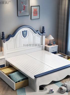 美式款简儿人童实木床51.3单床1.5米现代约女孩公主床187256.2储