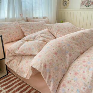 YC春季 A类全棉通双层纱四件田园风纯套棉床单被三件套南床罩 新款