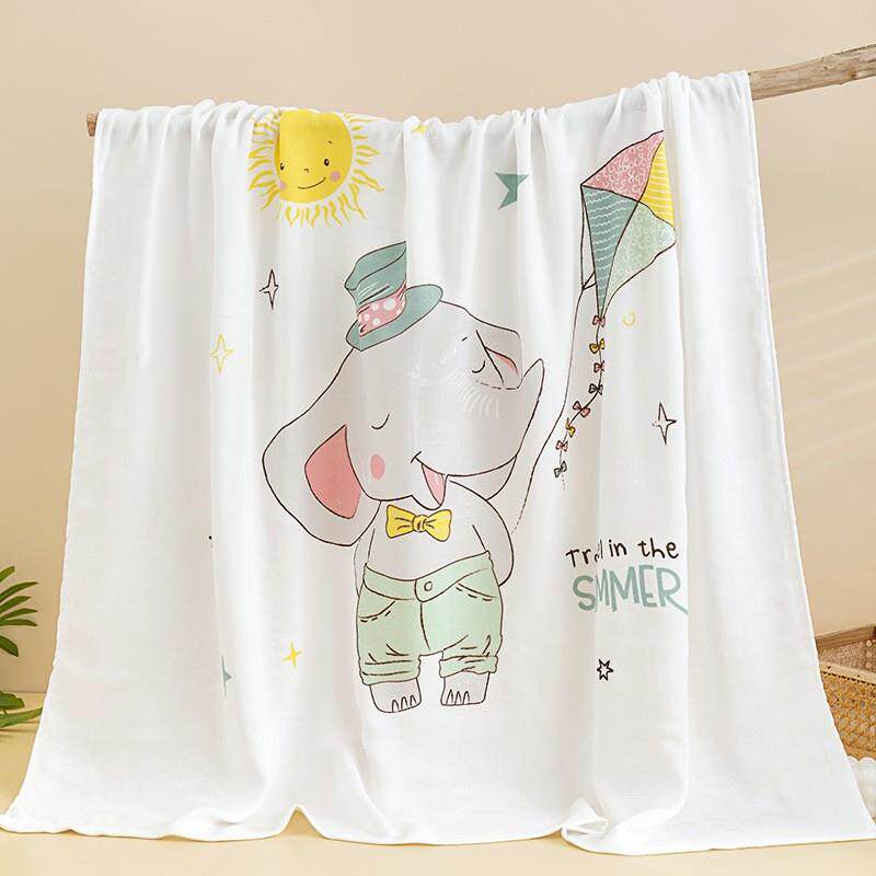 婴儿双层竹纤维纱布浴巾超柔软吸水性新生儿毛毯大毛巾被子夏季薄