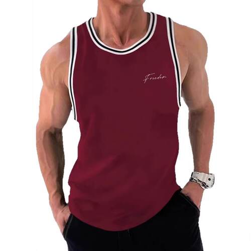 Men's Color Block Workout Tank Tops Casual Crew Neck