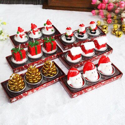 Hand-Painted Christmas Candles, Santa Snowman Gift Set