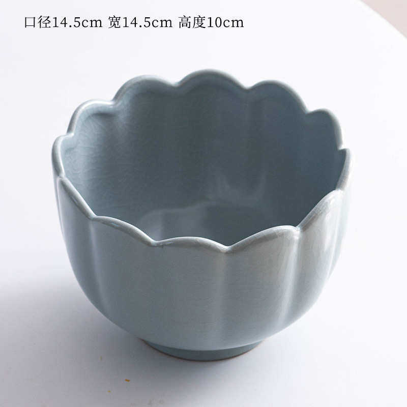 摆件花盆水培水仙器皿汝窑陶瓷花艺中式读睡莲花瓶茶几大口禅意途