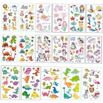 10pcs Dinosaur Mermaid Unicorn Kids Temporary Tatoo Sticker