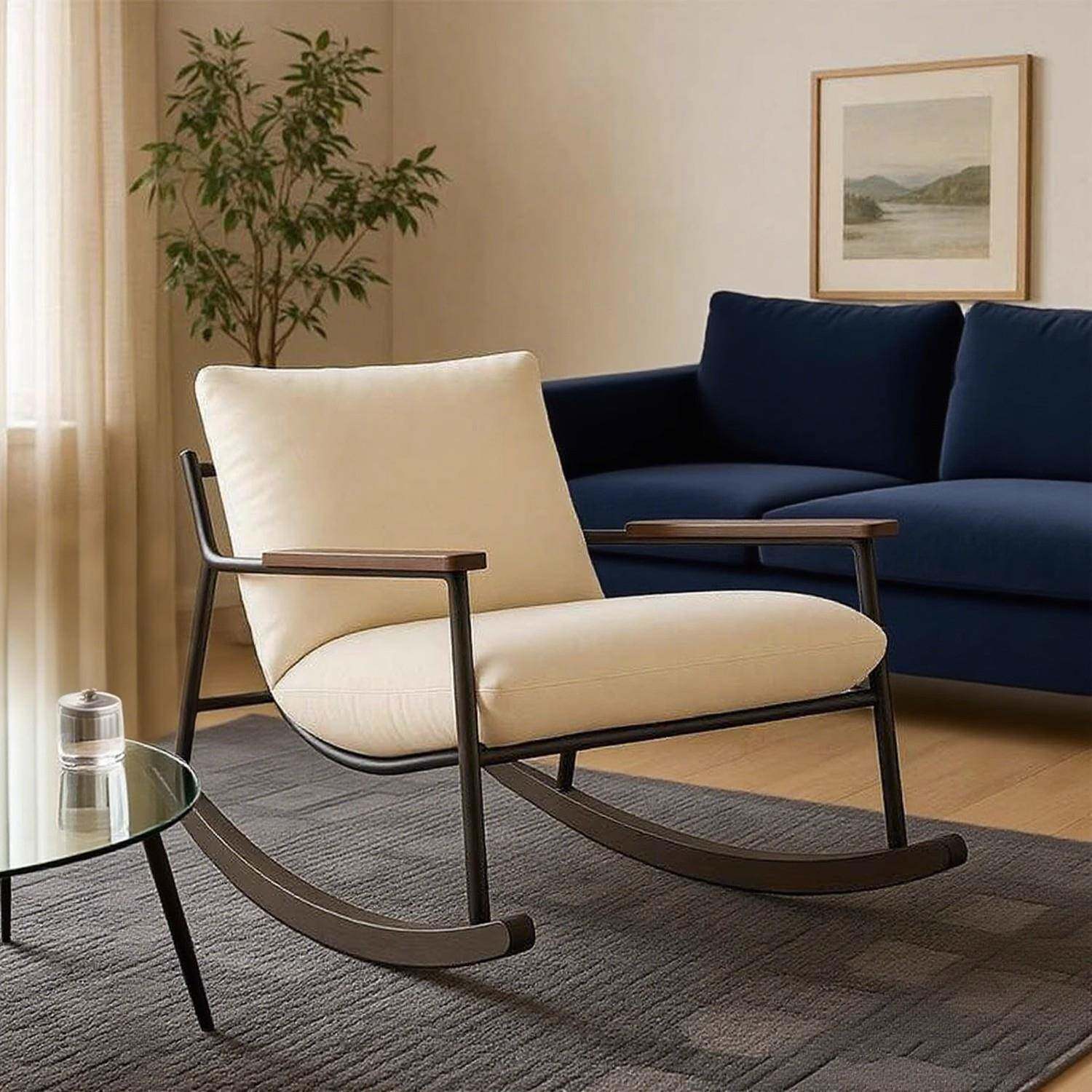 中古风客厅单人午休椅家用懒人靠背躺椅可躺可睡椅子阳台休闲摇椅