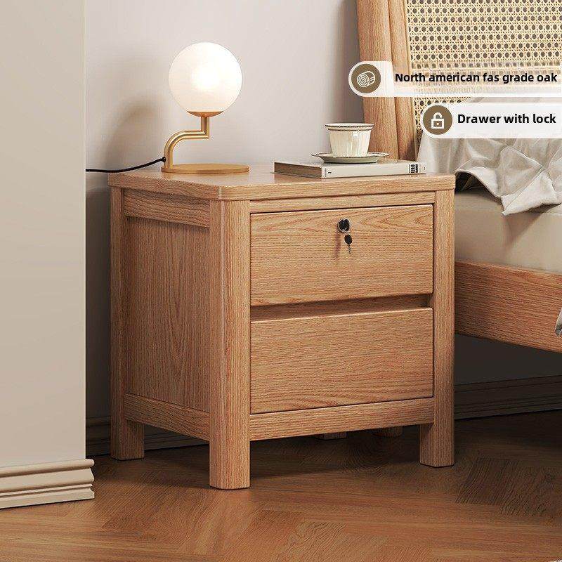 橡木实木床头柜与锁北欧卧室抽屉储物柜简单储物柜床头柜完整,住宅家具,床头柜,淘宝优惠券,粉丝福利购,淘宝优惠卷