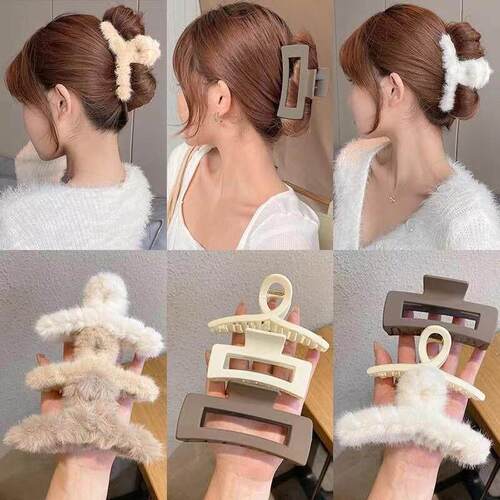 Hair clip female shark plush grab clip hair accessories
