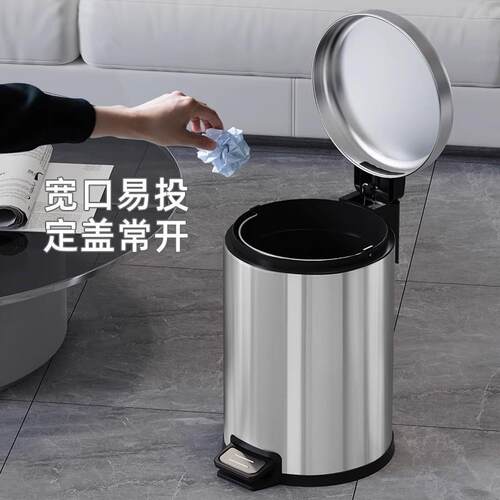 简约圆量形不锈钢厨房垃圾桶家用大容客2250新厅款高颜值厕领尚所