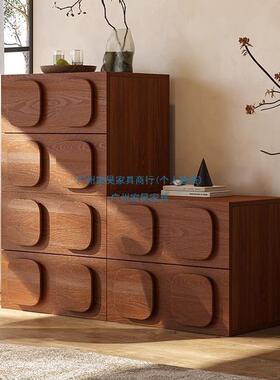 柜法式中实斗柜组合客厅沙发边收纳储物柜复古古卧室JXF黑色木卡