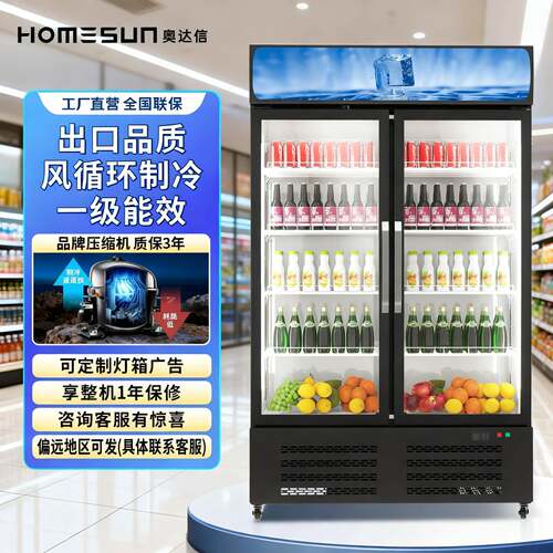 dapan奥达信商用饮料冷藏柜冰柜商用冰箱一级能效双门饮料冷却柜