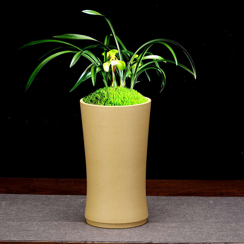 宜兴紫砂花盆圆口陶瓷春蕙建寒兰专用悬崖多肉法师古典桌面绿植盆