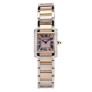 卡地亚坦克系列W51027Q4外圈后镶钻石英女士手表二手正品 9.8新