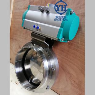 DN150不锈钢双作用气动蝶阀304卫生级大口径快装蝶阀DN250