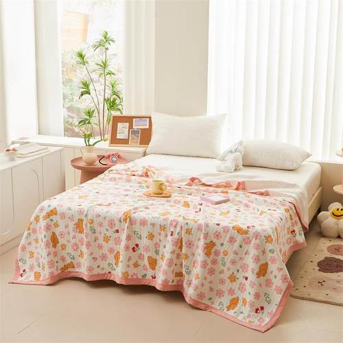 2025款AL101120a类全棉凉加三层纱多功能印花夏被+毛毯被新母厚婴