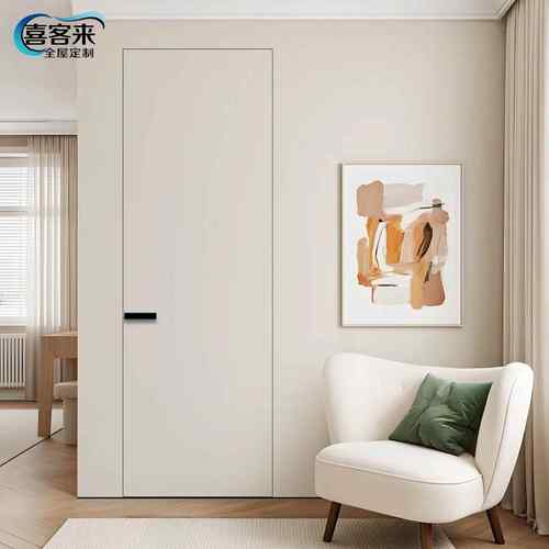 隐框门涂料隐形门极简铝木门卧室无框门背景墙客厅一体室内门定制