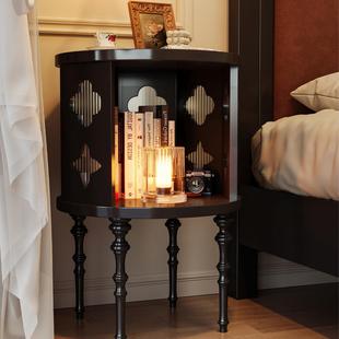 实木床头柜小型家用卧室黑色现代简约窄款收纳柜边几床边柜置物架