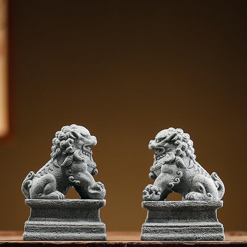 新中国风石狮水混凝土装饰饰品中国风桌面创意鱼缸盆景景观饰品
