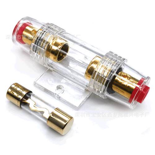 熔断器汽车音响保险丝座60A80A100A AGU镀金玻璃保险管10*8