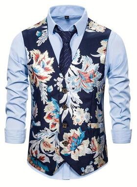 Z 44390 Men's Embroidered Waistcoat 撞色绣花马甲