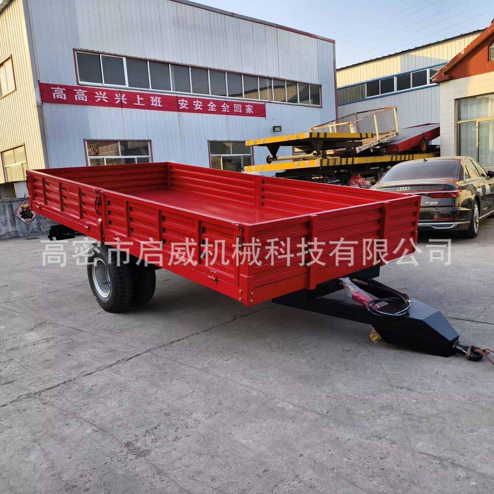 生产吨单轴自卸箱板拖车农用挂车翻斗货箱多功能自卸转运挂车