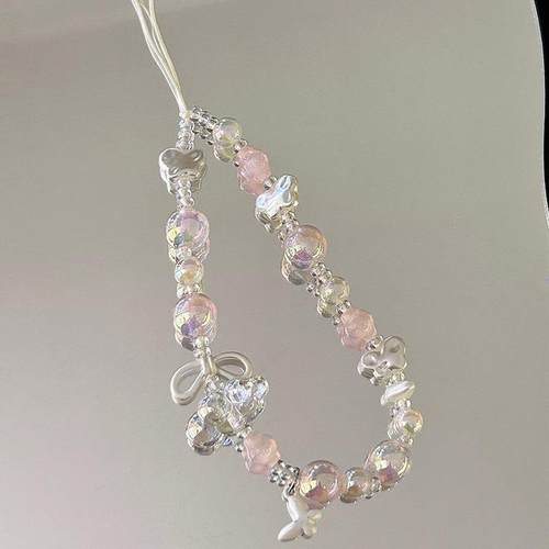 ins风透粉星星吊坠串珠手机链ccd挂绳相机挂饰防丢绳钥匙扣挂件