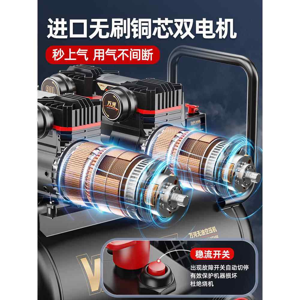 空压机气泵小型2612充携20v便式工业木工静级音高压打气泵空气压