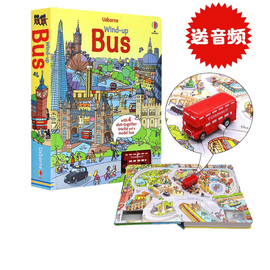 发条小巴士Wind-up Bus轨道车书英文原版绘本儿童游戏纸板书附玩具Usborne大开发思维益智 环游世界探险之旅可拆卸拼接大板