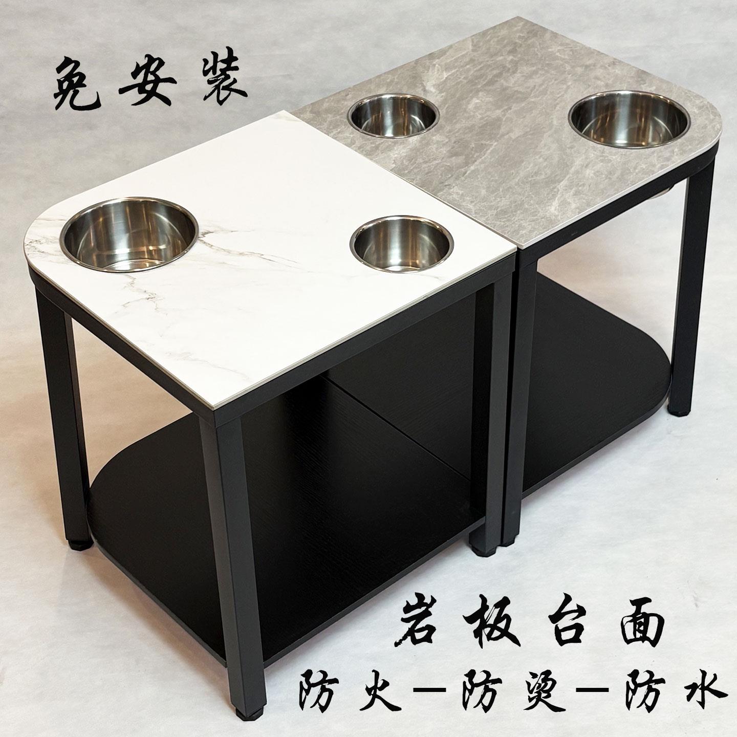 麻将桌棋牌室茶楼专用麻将机岩板茶几茶水架边几角几水杯架烟灰缸